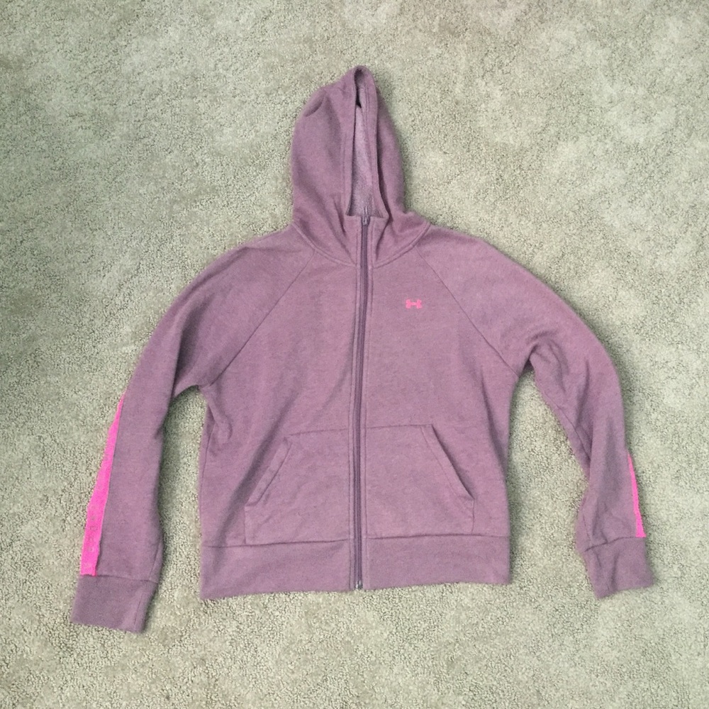 Under Armour Purple, Pink Zip Up Loose Fit Jacket Size Med Workout Athletic